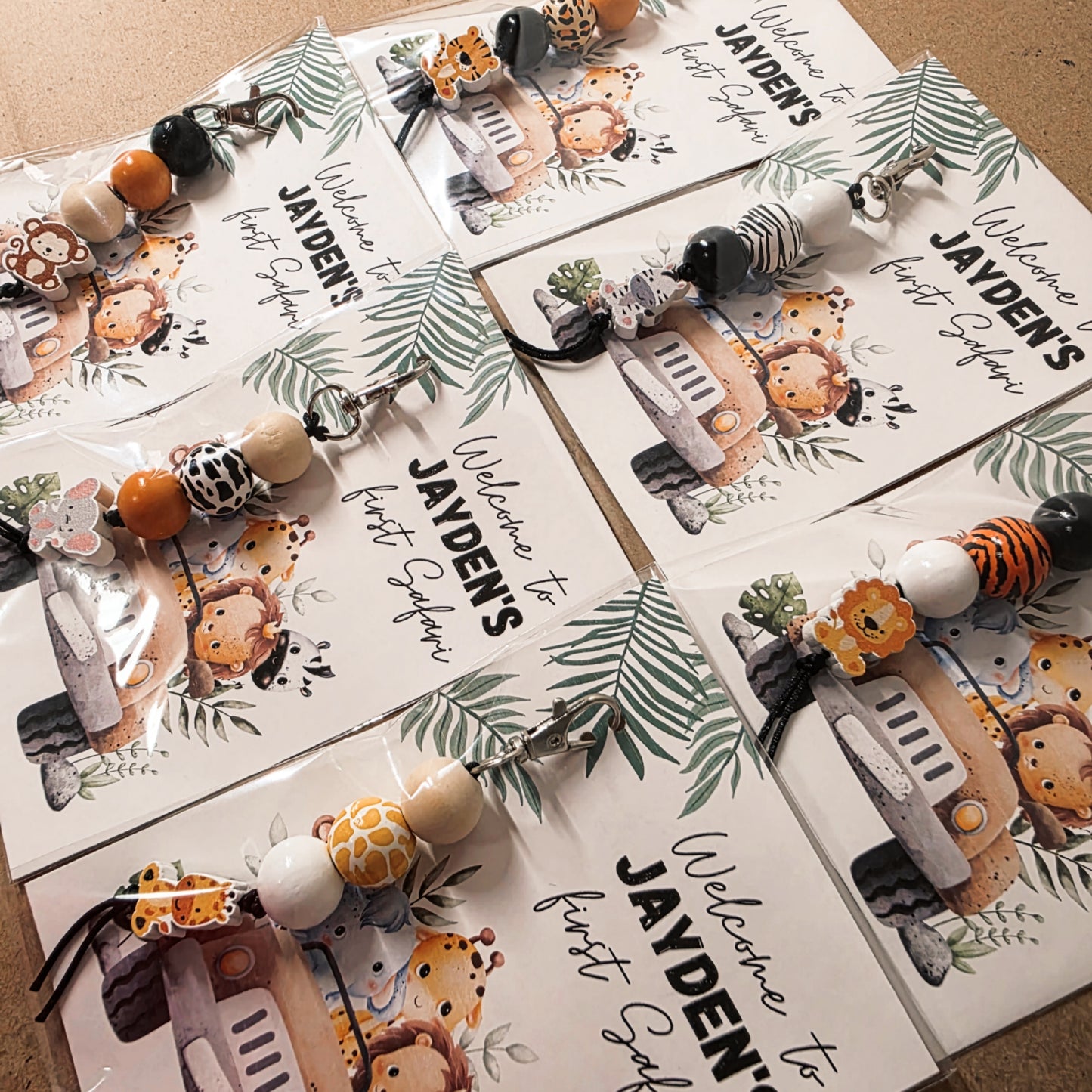 Safari Sleutelhanger Bedankjes (set van 6)