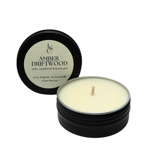 Travel Tin Candle - Amber driftwood
