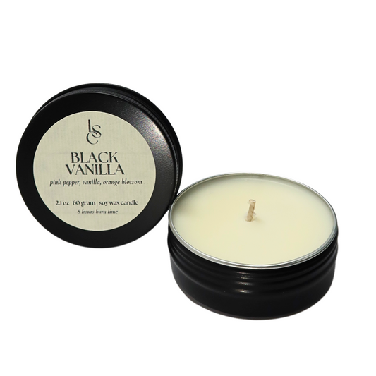 Travel Tin Candle - Black vanilla